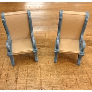 Fisher-Price Loving Family, Dollhouse, Armchairs Set Of 2, Blue And Tan